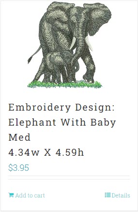 Elephant Embroidery Design for USB
