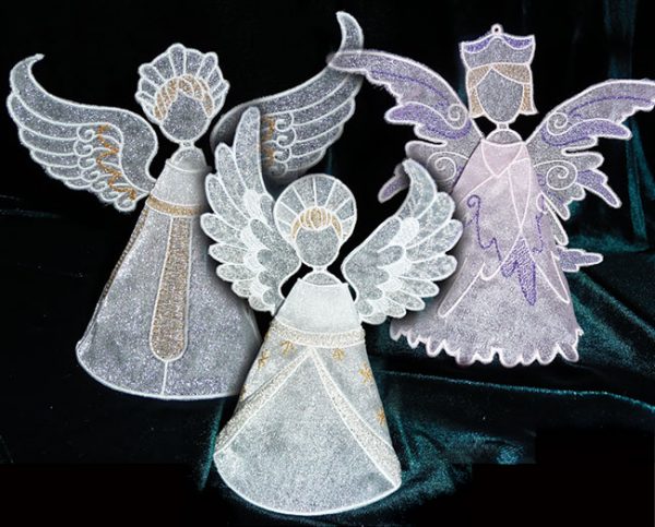 In-the-hoop embroidery Christmas angels