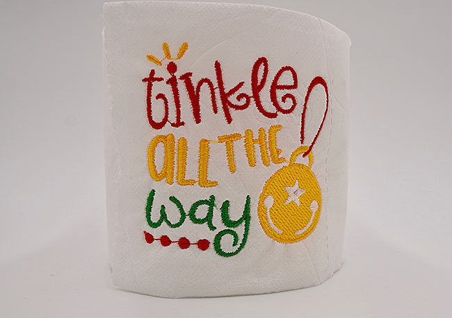 Finished Machine Embroidery on Toilet Paper