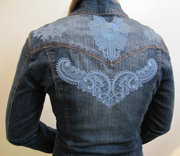 denim jacket with lace back