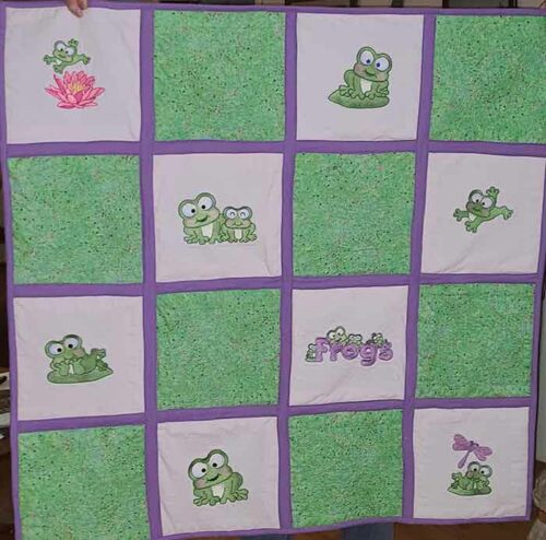 cute froggies quilt
