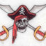 pirate skull with swords embroidery design