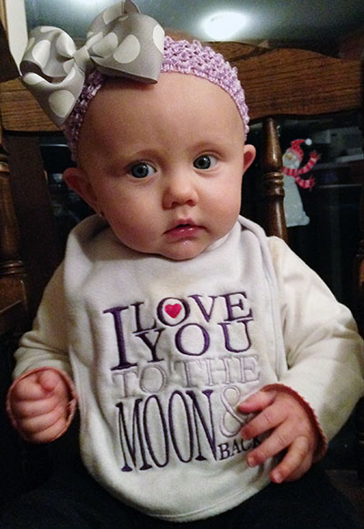 love you to the moon bib baby