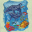 Tropical fish dolphins embroidery design