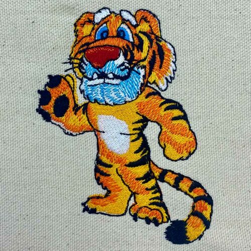 friendly tiger embroidery design