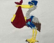 standing stork embroidery design