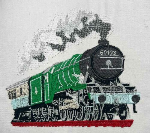 steam engine embroidery design