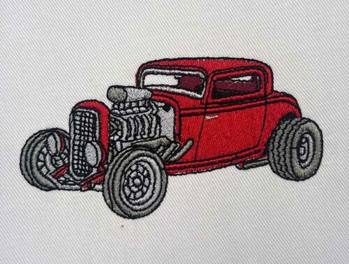 Hot Rod Coupe embroidery design