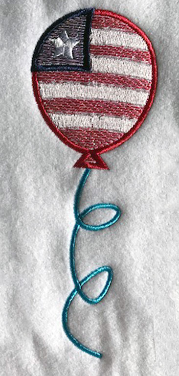4th of July mylar balloon embroidery design