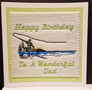 fly fishing card embroidery design