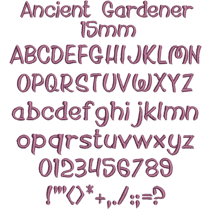 Ancient Gardener 15mm Font 1