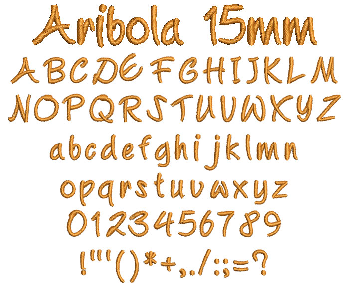 Aribola 15mm Font 1