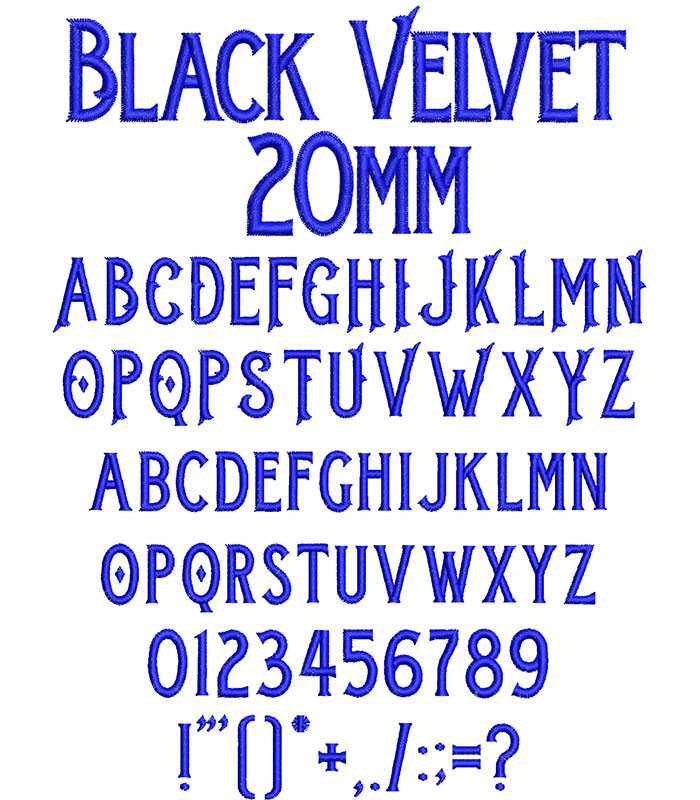 Black Velvet 20mm Font 1