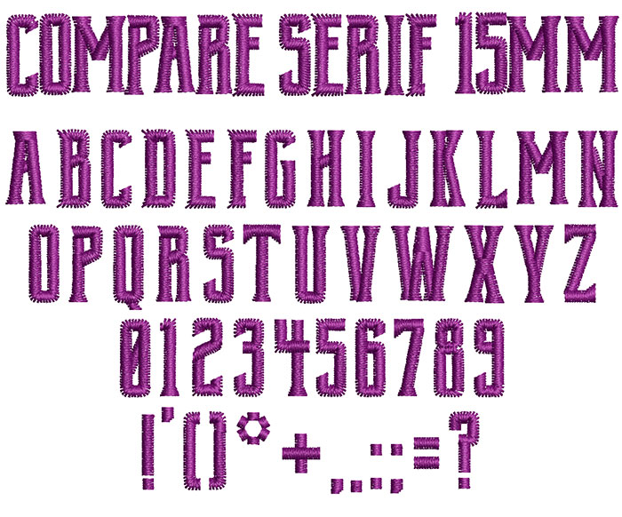 Compare Serif 15mm Font 1