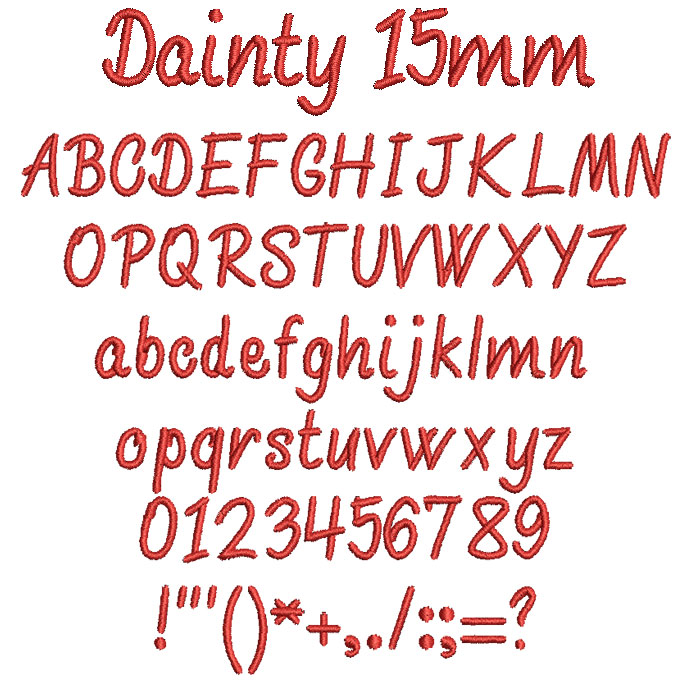 Dainty 15mm Font 1