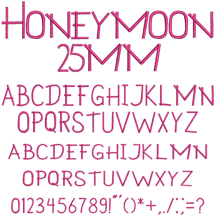 Honeymoon 25mm Font 1
