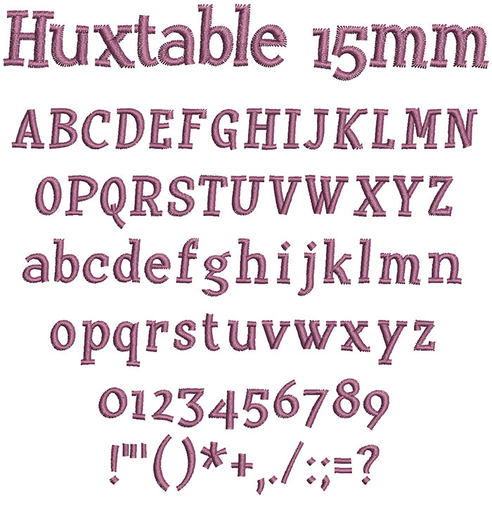 Huxtable 15mm Font 1