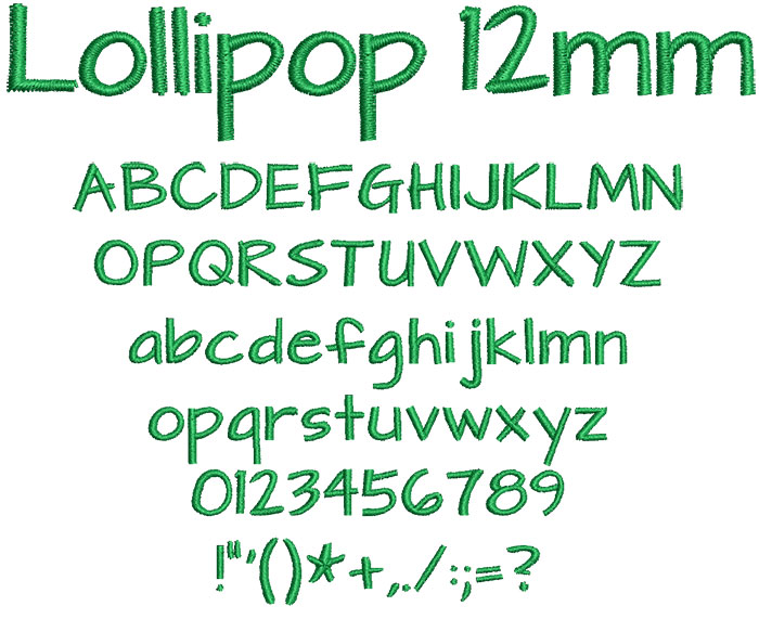 Lollipop 12mm Font 1