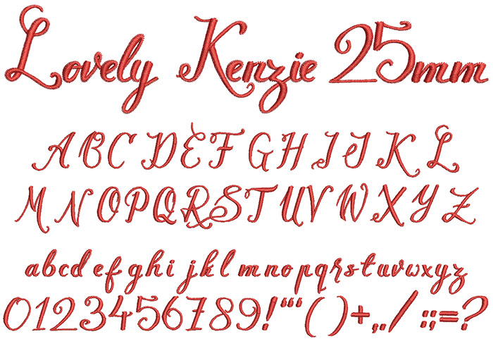 Lovely Kenzie 25mm Font 1