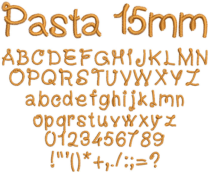 Pasta 15mm Font 1