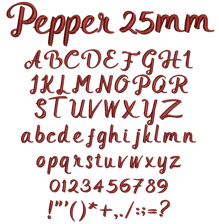 Pepper 25mm Font 1