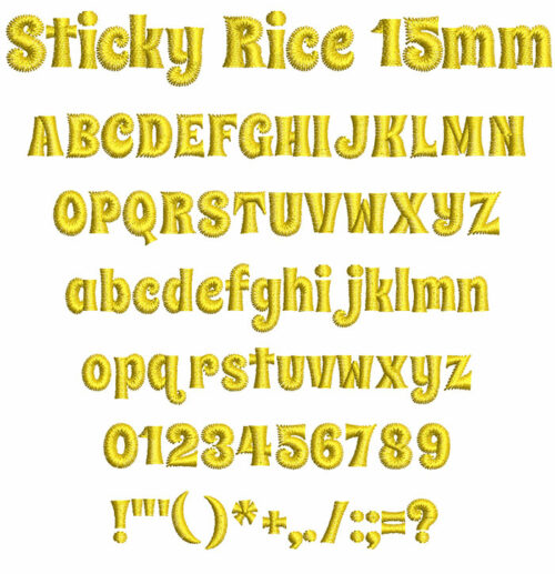 Sticky Rice 15mm Font 1