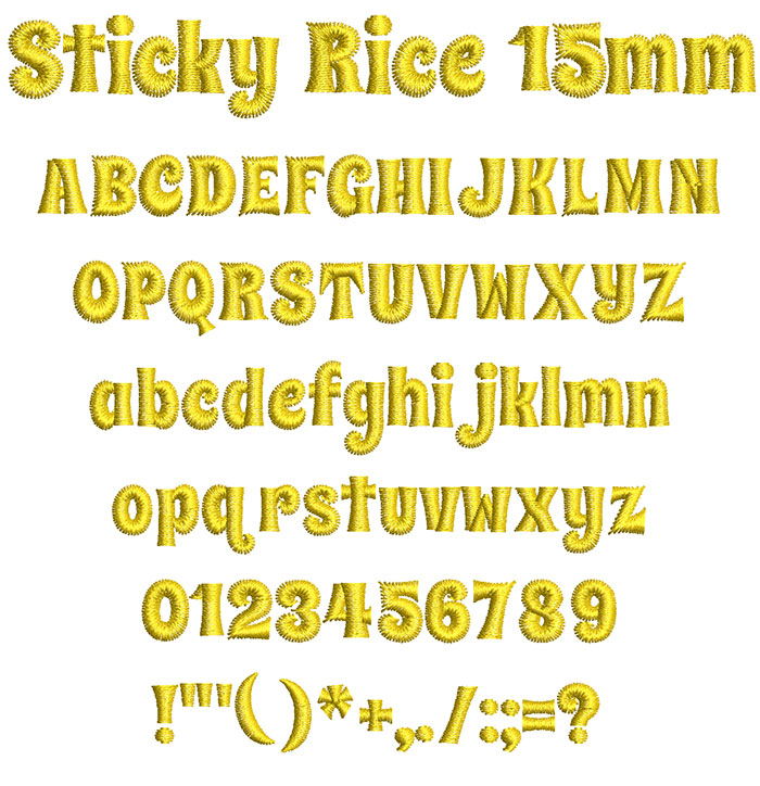 Sticky Rice 15mm Font 1