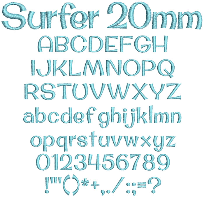 Surfer 20mm Font 1