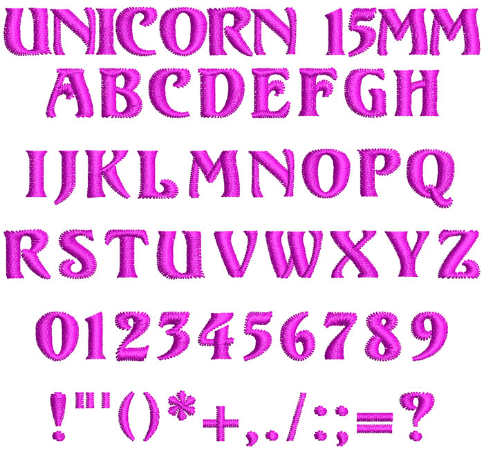 Unicorn 15mm Font 1