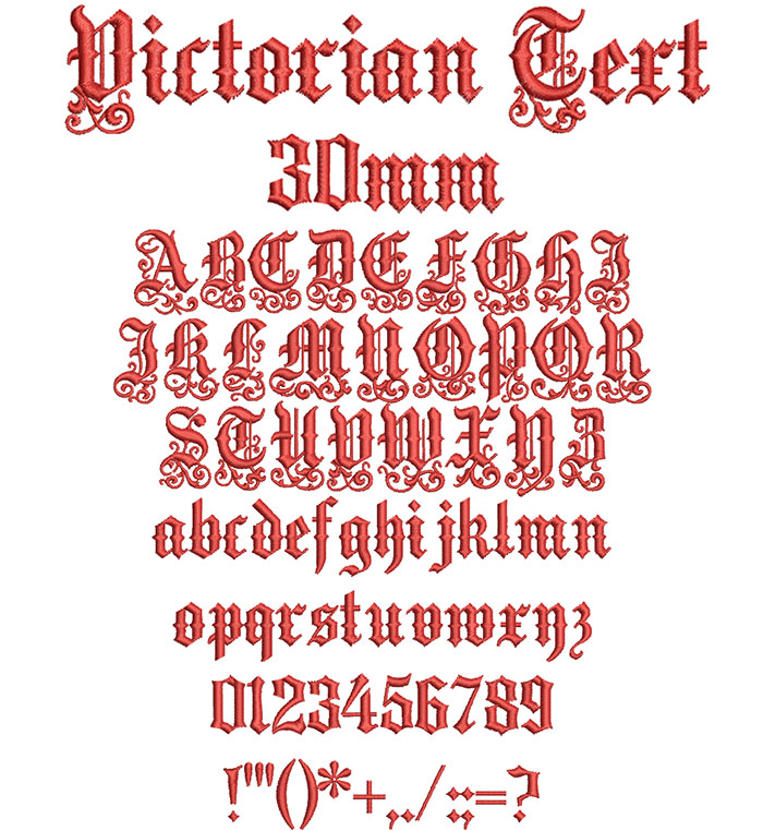 Victorian Text 30mm Font 1