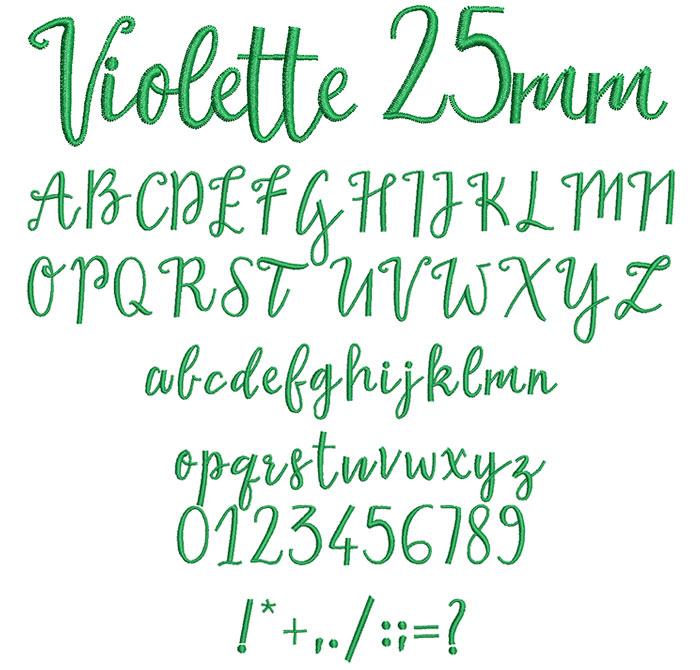 Violette 25mm Font 1