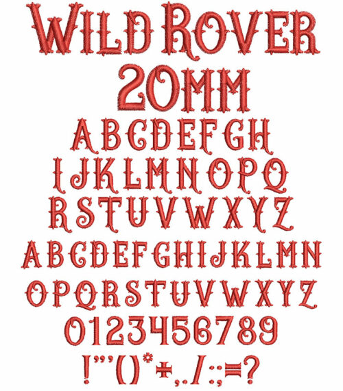 Wild Rover 20mm Font 1