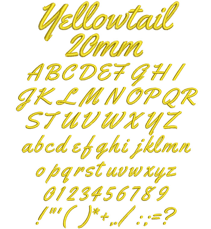 Yellowtail 20mm Font 1