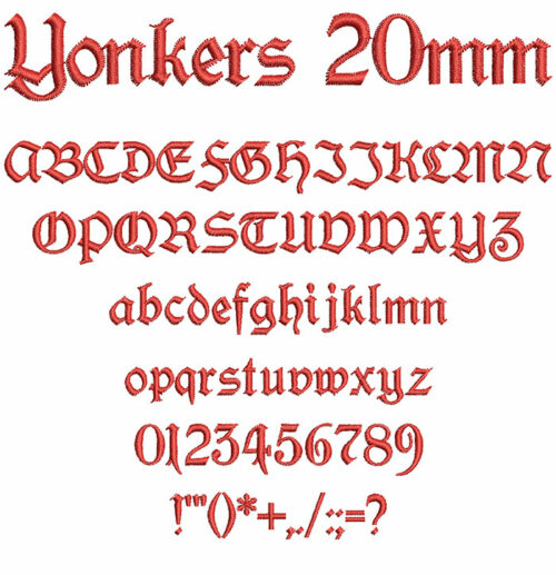 Yonkers 20mm Font 1