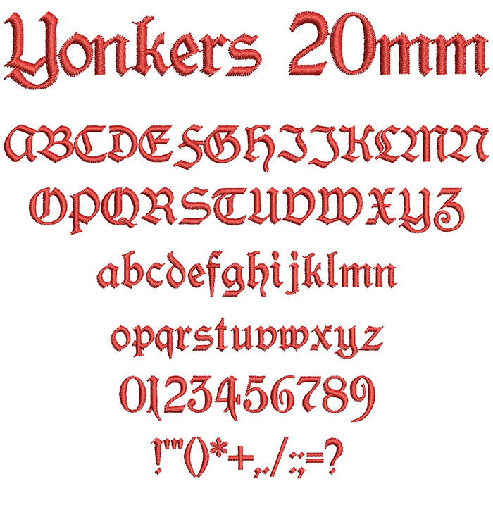 Yonkers 20mm Font 1