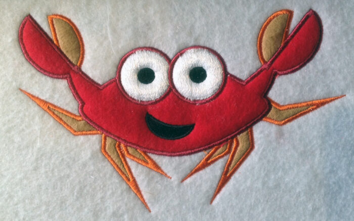 crab applique embroidery design