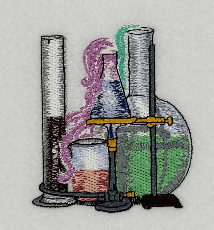 school science club beakers embroidery design