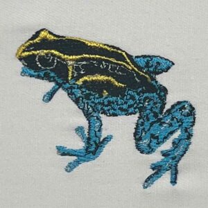 Yellow and Blue frog embroidery design