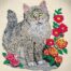 cat and roses embroidery design
