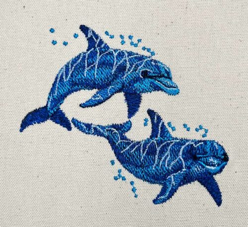 dolphins swimming embroidery design