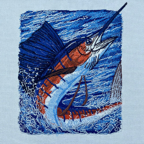 sail fish embroidery design