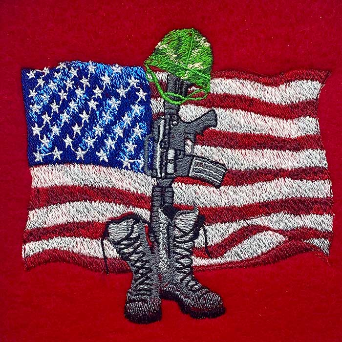 boots and rifle embroidery design