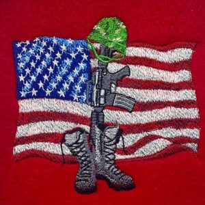 memorial day boots and rifle embroidery design