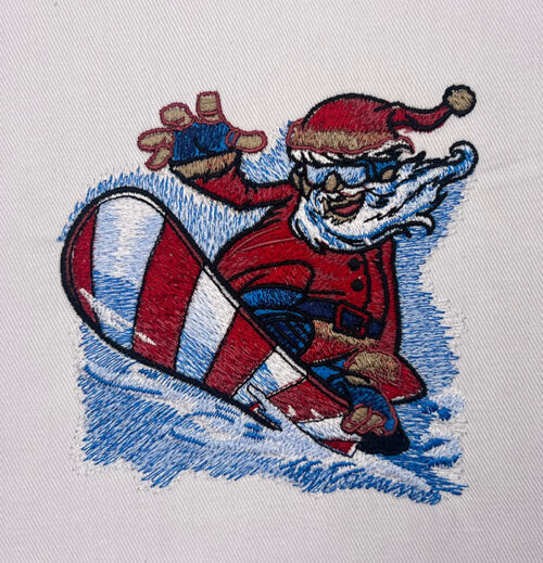 santa snowboard embroidery design