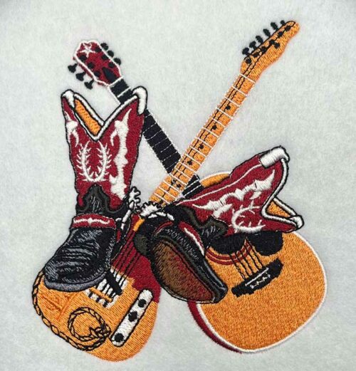 Country Boots and Guitars embroidery design