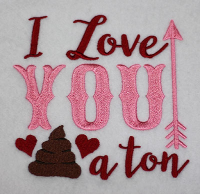 love you a ton embroidery design