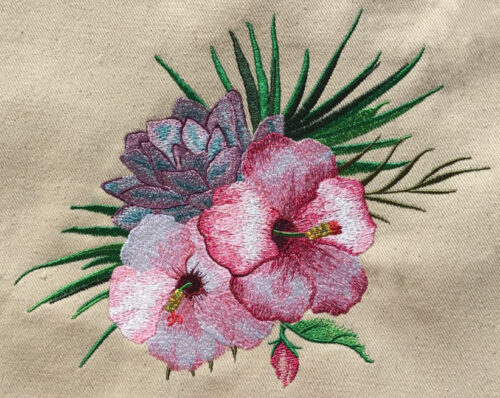 tropical flowers embroidery design
