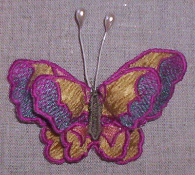Embroidery Design: Purple and yellow 3D Butterfly4.81" x 3.79"