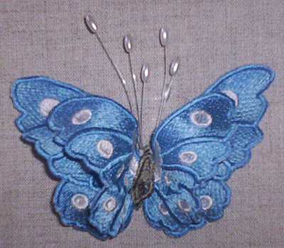 Embroidery Design: Blue with silver spots 3D Butterfly5.68" x 3.98"
