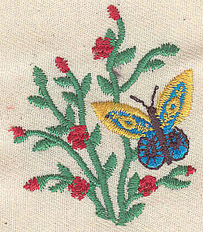 Embroidery Design: Butterfly amid flowers 1.72w X 2.06h